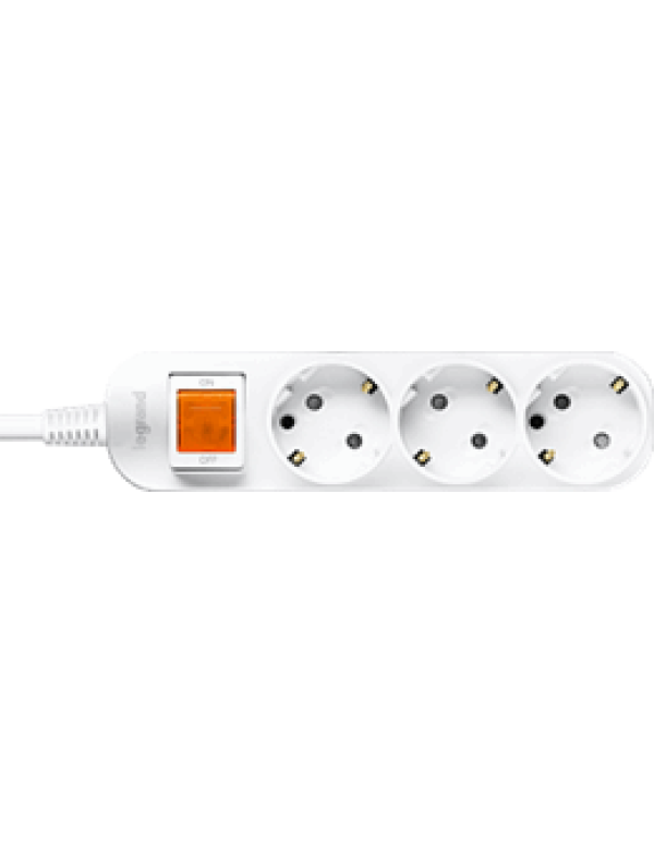 Удлинитель 3-мест. 4,5м 2P+E бел. 16А с выкл. (ПВС 3х1,5) E-Fren Anam Legrand