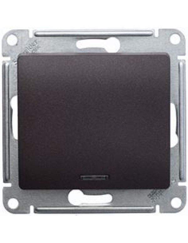 GLOSSA 1-клавишный ПЕРЕКЛЮЧАТЕЛЬ с подсв. сх.6а, 10АХ, механизам, ШОКОЛАД