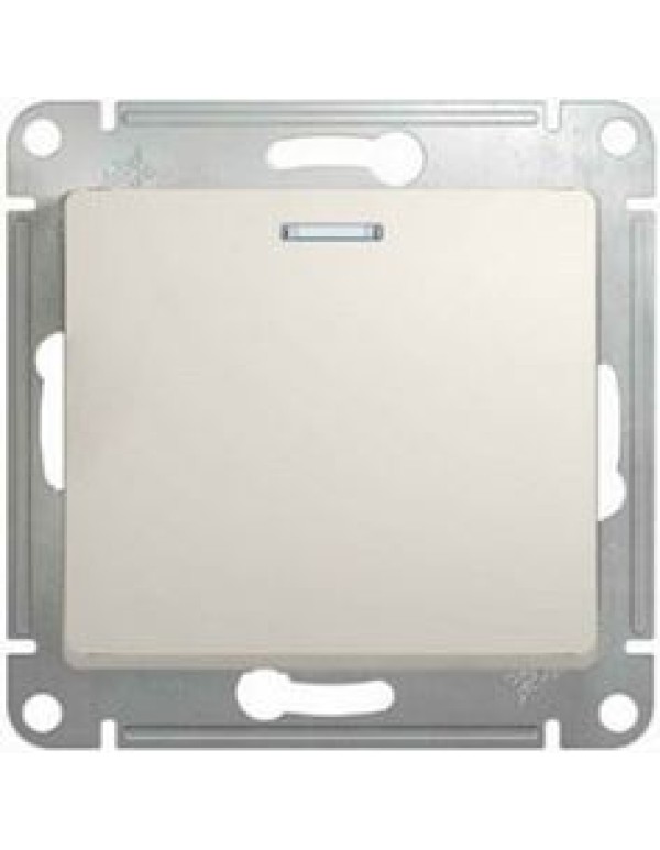 GLOSSA 1-клавишный ПЕРЕКЛЮЧАТЕЛЬ с подсветкой,сх.6а,10AX, механизм, МОЛОЧНЫЙ
