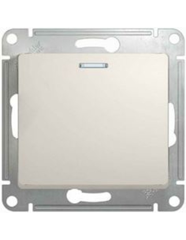 GLOSSA 1-клавишный ВЫКЛЮЧАТЕЛЬ с подсветкой,сх.1а,10AX, механизм, МОЛОЧНЫЙ